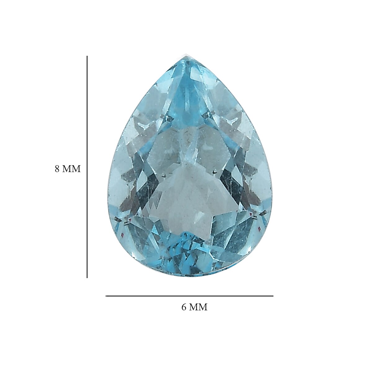 Skyblue Topaz Pear 8X6 mm Gemstone, 0.98 Ct