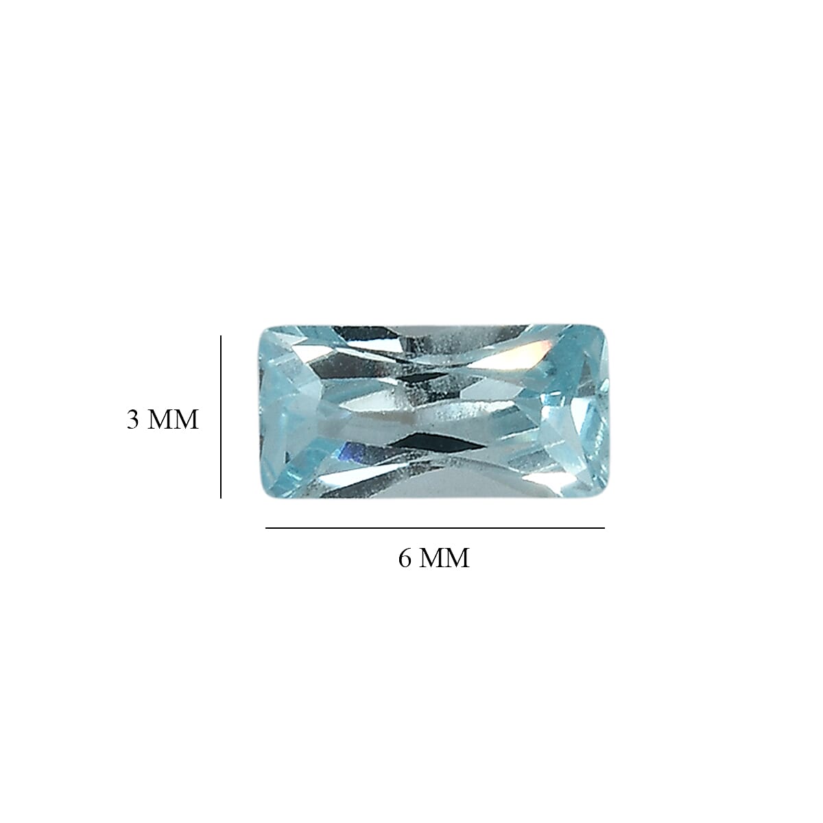 Set Of 3 Aqua Cubic Zirconia Baguette 6X3 mm Gemstone, 1.64 Ct