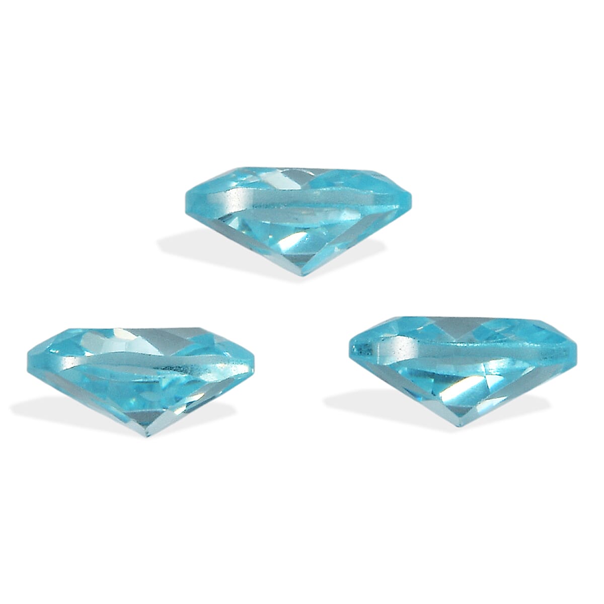 Set Of 3 Aqua Cubic Zirconia Oval Cut Cut 5X4 mm Gemstone, 1.67 Ct