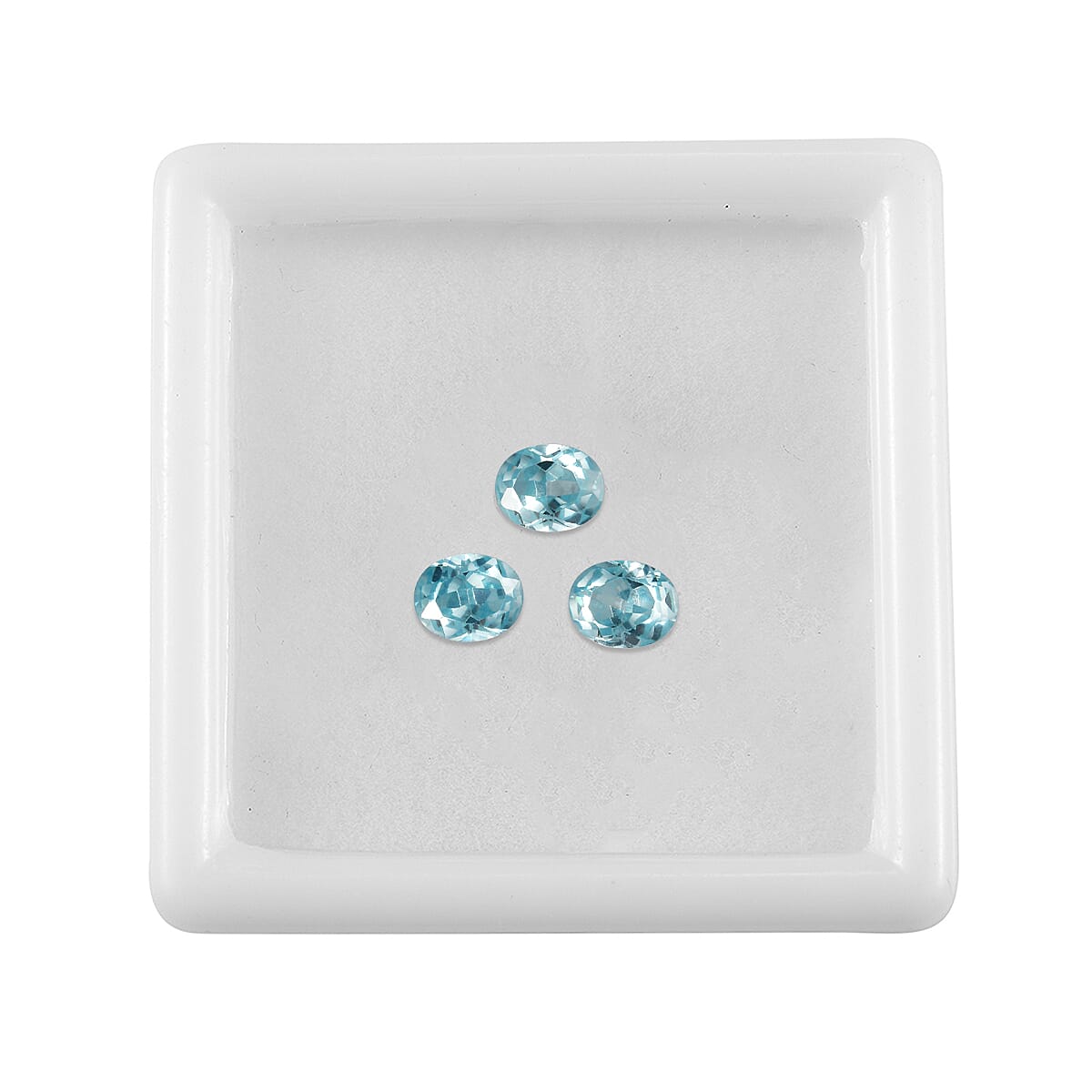 Set Of 3 Aqua Cubic Zirconia Oval Cut Cut 5X4 mm Gemstone, 1.67 Ct