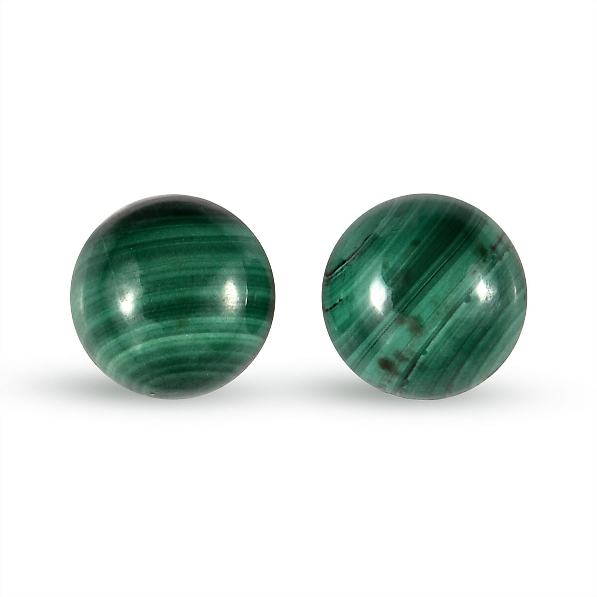 Set Of 2 Malachite Round 5.25 mm Gemstone, 1.37 Ct