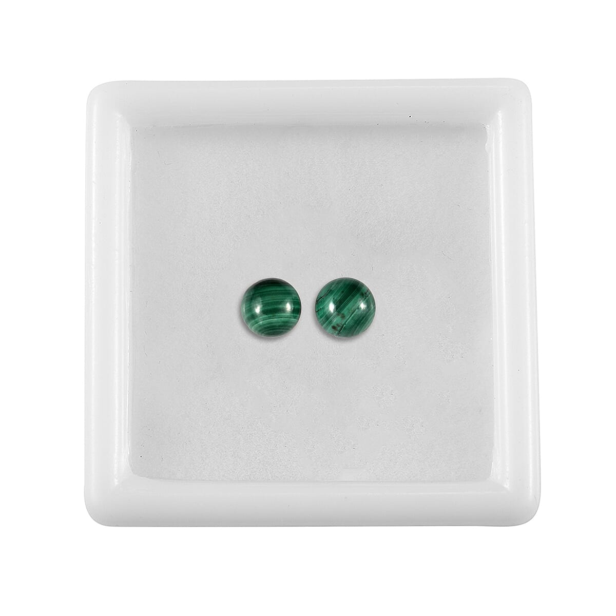Set Of 2 Malachite Round 5.25 mm Gemstone, 1.37 Ct