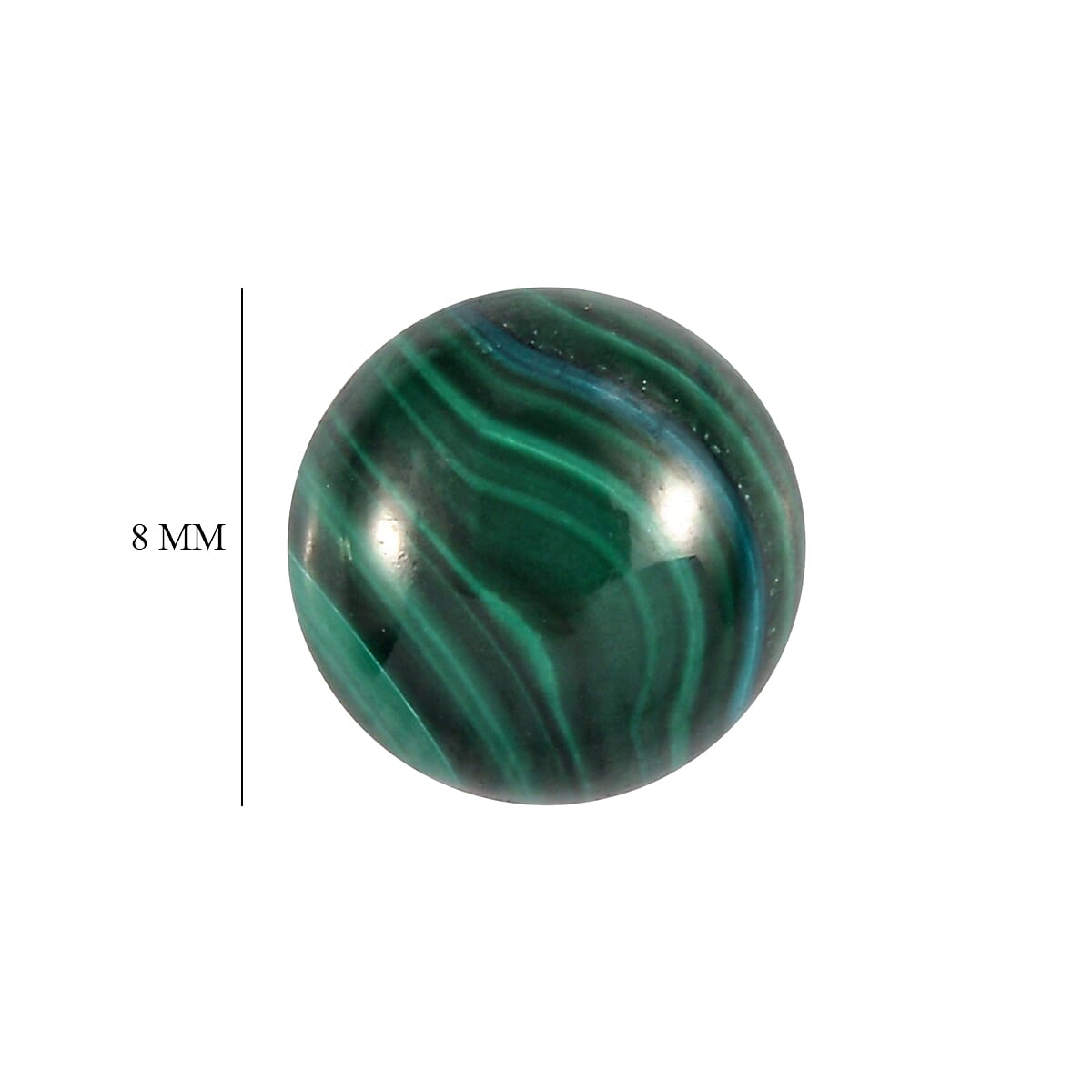 Malachite Round 8 mm Gemstone, 2.36 Ct