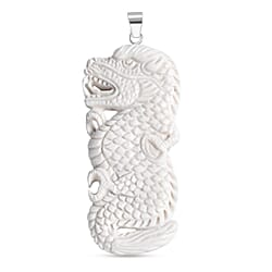 Royal Bali Collection - Ox Bone Carving Cut Mermaid Pendant in  Sterling Silver 25.17 Ct.