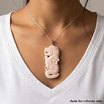 Royal Bali Collection - Ox Bone Sterling Silver Carving Dragon Pendant 60.55 Ct.