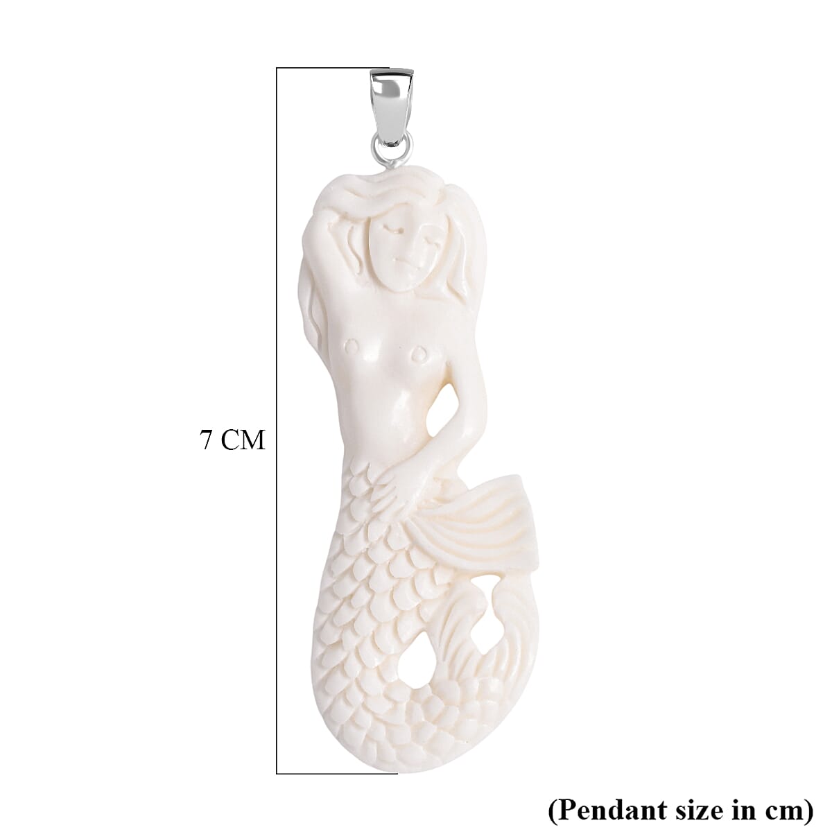 Royal Bali Collection - Ox Bone Carving Cut Mermaid Pendant in  Sterling Silver 25.17 Ct.