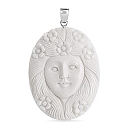 Royal Bali Collection - Ox Bone Carving Cut Mermaid Pendant in  Sterling Silver 23.44 Ct.