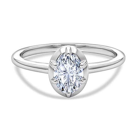 LUXURIANT 1 Ct. Lab Grown Diamond Oval-Cut Solitaire Ring in Rhodium Overlay Sterling Silver (SI-G-H) LUXURIANT 1 Ct. Lab Grown Diamond Oval-Cut Solitaire Ring in Rhodium Overlay Sterling Silver (SI-G-H)