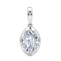 Luxuriant SI-GH Lab Grown Diamond Oval Cut Solitaire Pendant in Rhodium Overlay Sterling Silver 1.05 Ct.