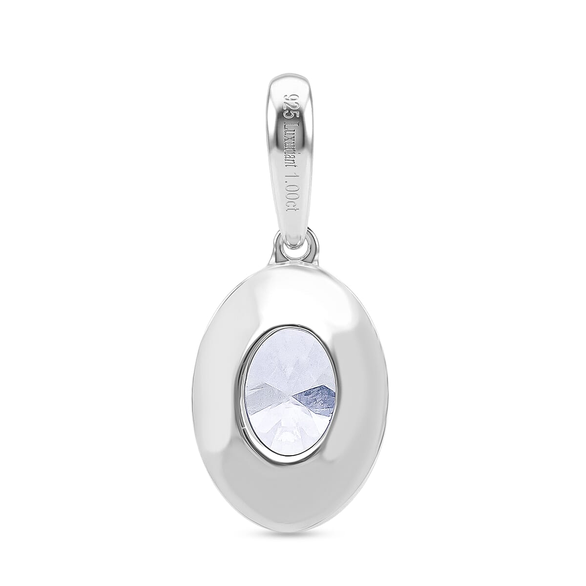 Luxuriant SI-GH Lab Grown Diamond Oval Cut Solitaire Pendant in Rhodium Overlay Sterling Silver 1.05 Ct.