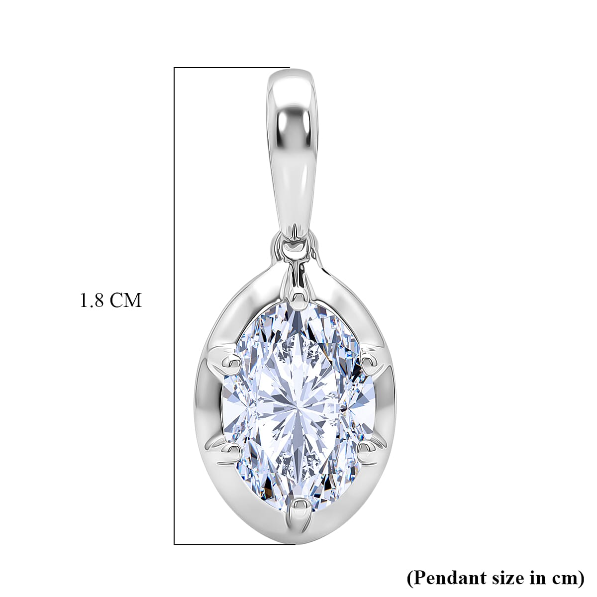 Luxuriant SI-GH Lab Grown Diamond Oval Cut Solitaire Pendant in Rhodium Overlay Sterling Silver 1.05 Ct.