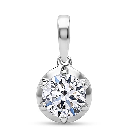 LUXURIANT 1 Ct. Lab Grown Diamond Round Cut Solitaire Pendant in Rhodium Overlay Sterling Silver (SI-G-H) LUXURIANT 1 Ct. Lab Grown Diamond Round Cut Solitaire Pendant in Rhodium Overlay Sterling Silver (SI-G-H)