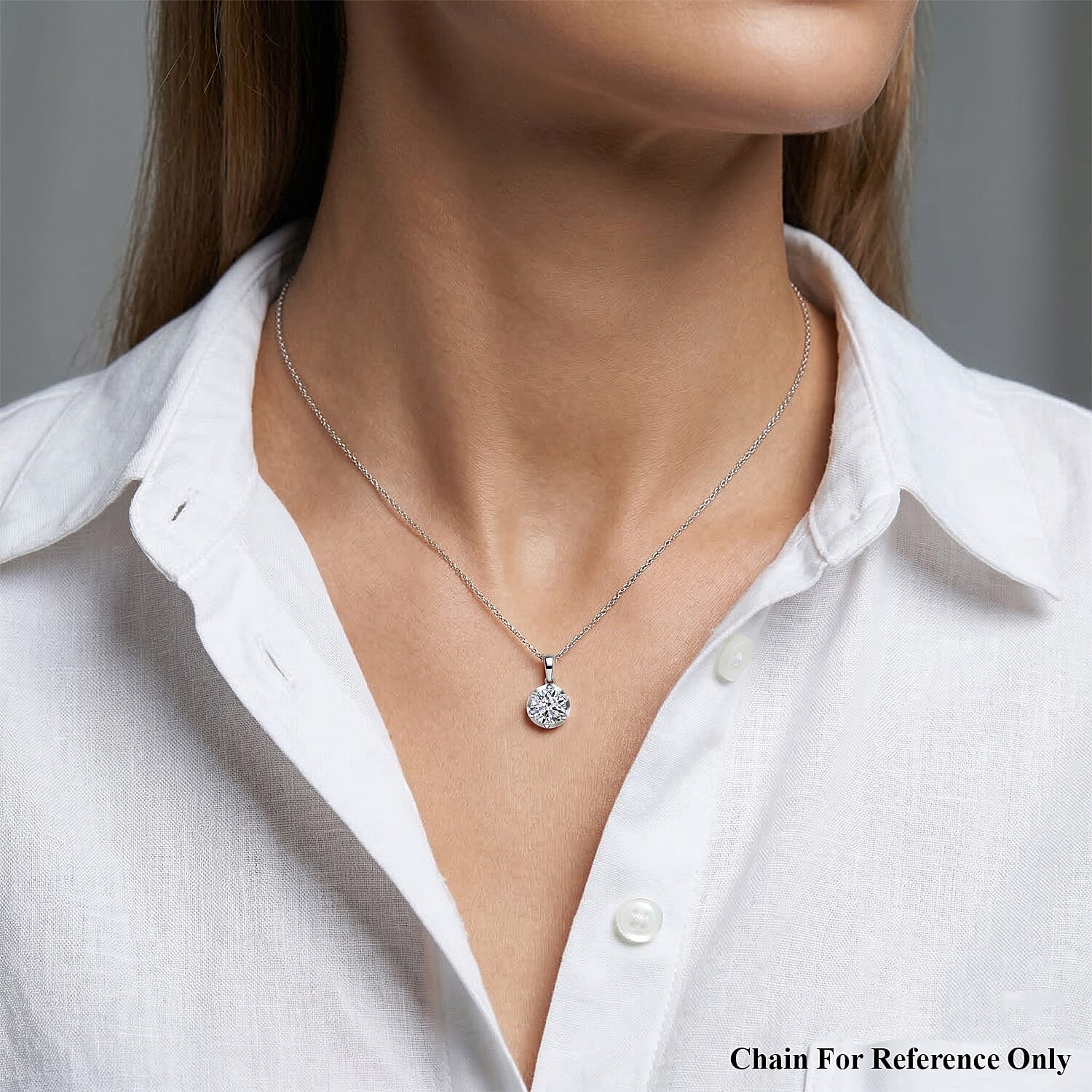 Luxuriant SI-GH Lab Grown Diamond Solitaire Pendant in Rhodium Overlay Sterling Silver 1.02 Ct.