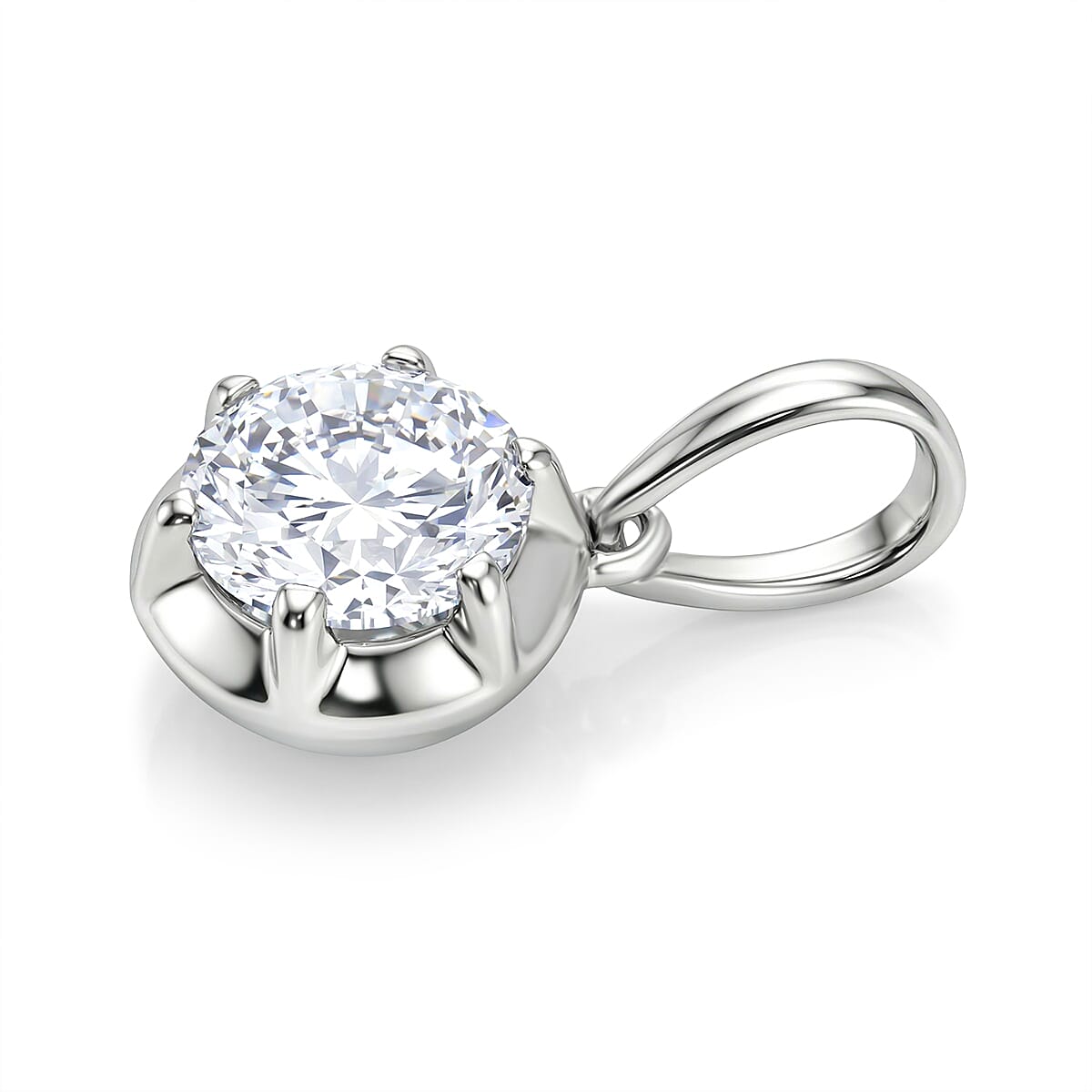 Luxuriant SI-GH Lab Grown Diamond Solitaire Pendant in Rhodium Overlay Sterling Silver 1.02 Ct.