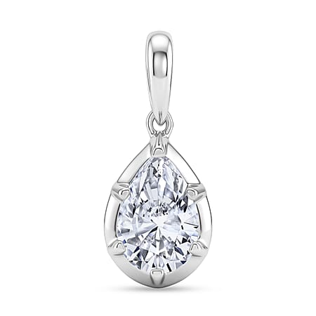 LUXURIANT 1 Ct. Lab Grown Diamond Pear Cut Solitaire Pendant in Rhodium Overlay Sterling Silver (SI-G-H) LUXURIANT 1 Ct. Lab Grown Diamond Pear Cut Solitaire Pendant in Rhodium Overlay Sterling Silver (SI-G-H)