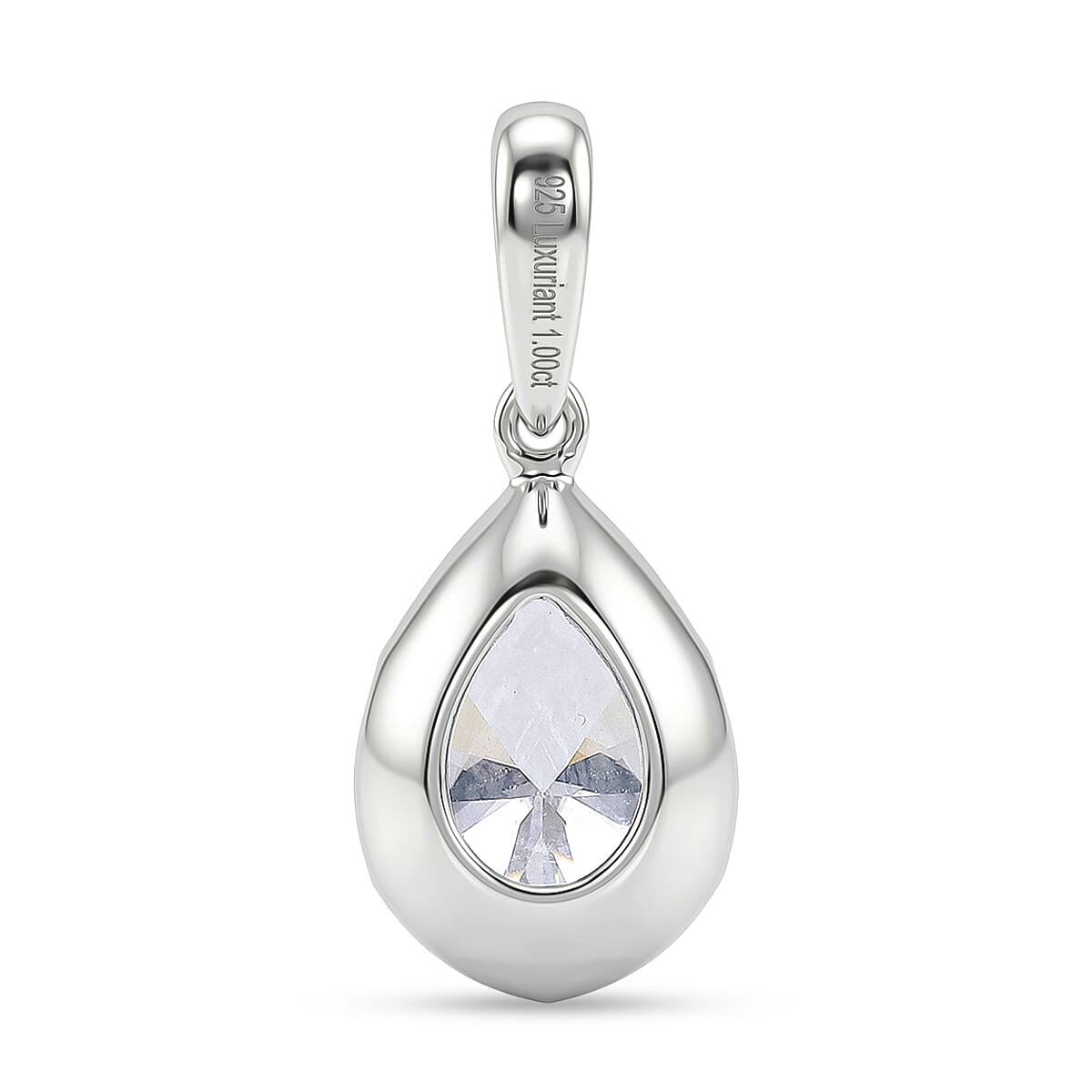 Luxuriant SI-GH Lab Grown Diamond Pear Cut Solitaire Pendant in Rhodium Overlay Sterling Silver 1.07 Ct.