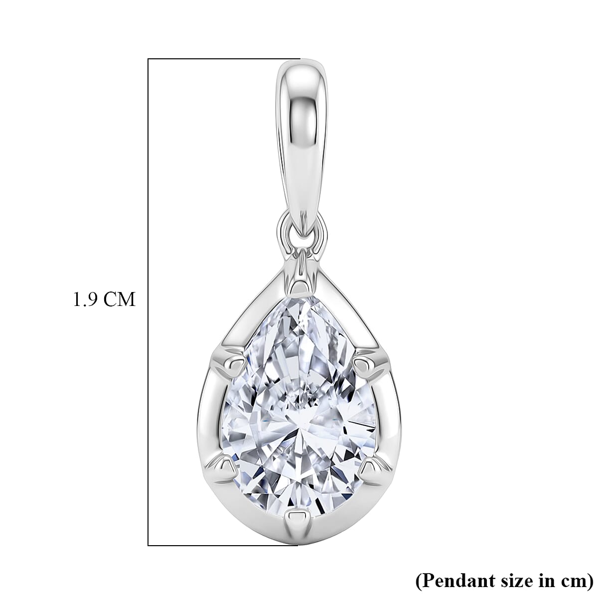 Luxuriant SI-GH Lab Grown Diamond Pear Cut Solitaire Pendant in Rhodium Overlay Sterling Silver 1.07 Ct.