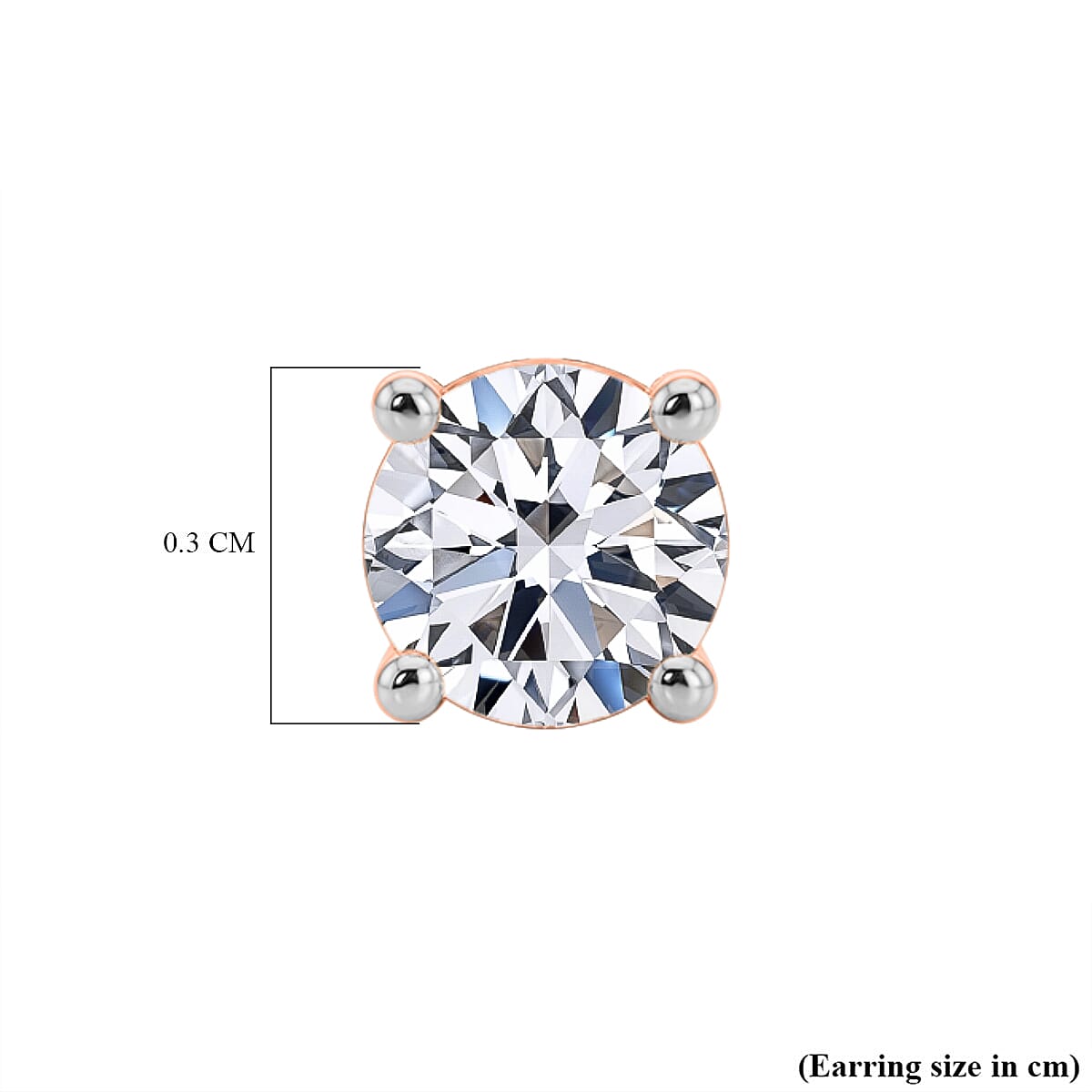 Luxuriant SI-GH Lab Grown Diamond Solitaire Earring with Screw Back in 18K Vermeil Rose Gold Plated Sterling Silver 0.20 Ct.