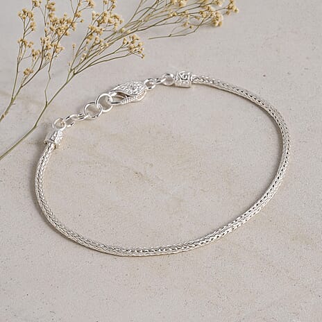 Royal Bali Collection - D'Joy Sterling Silver Bracelet (Size - 8) with Clasp, Silver Wt. 5.71 Gms