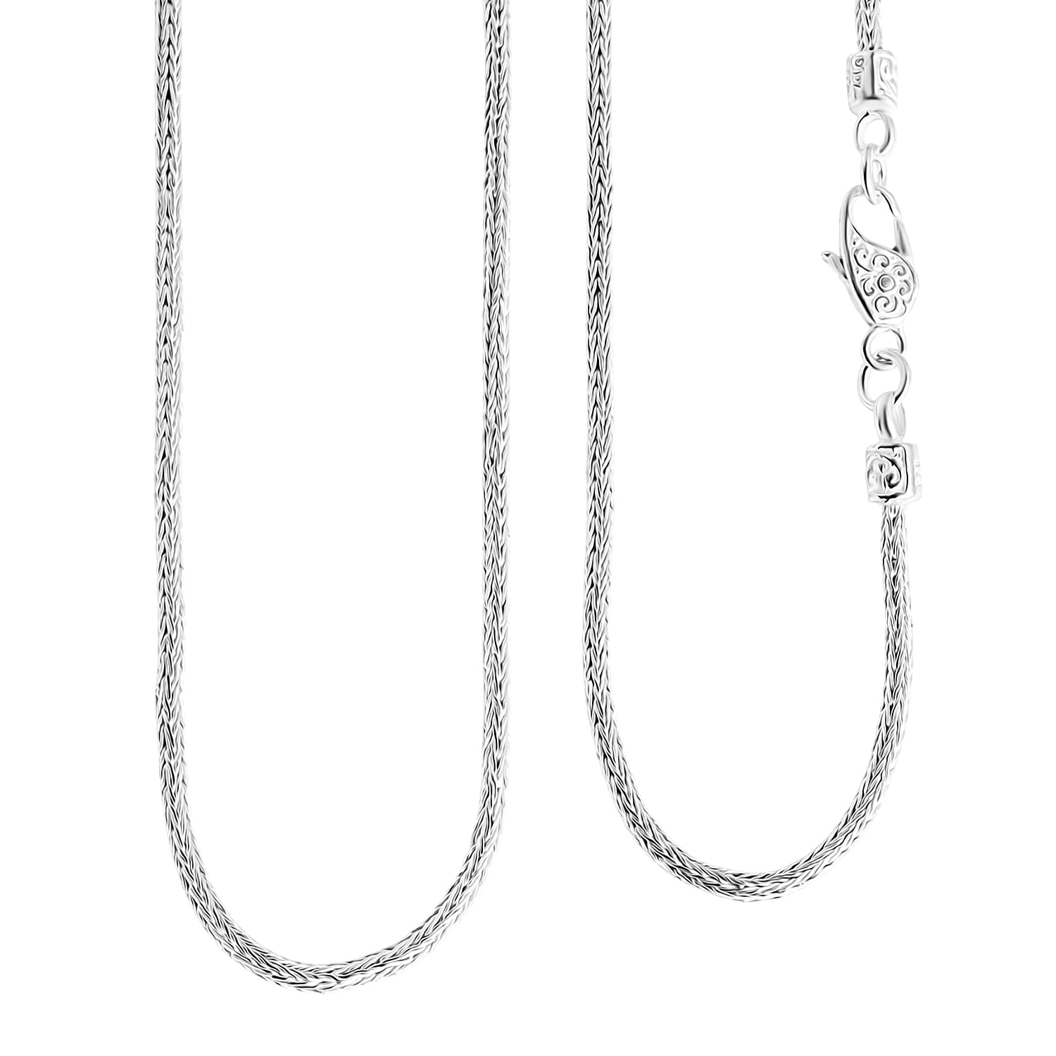 Royal Bali Collection - D'Joy Sterling Silver Necklace (Size - 16) with Clasp, Silver Wt. 9.00 Gms