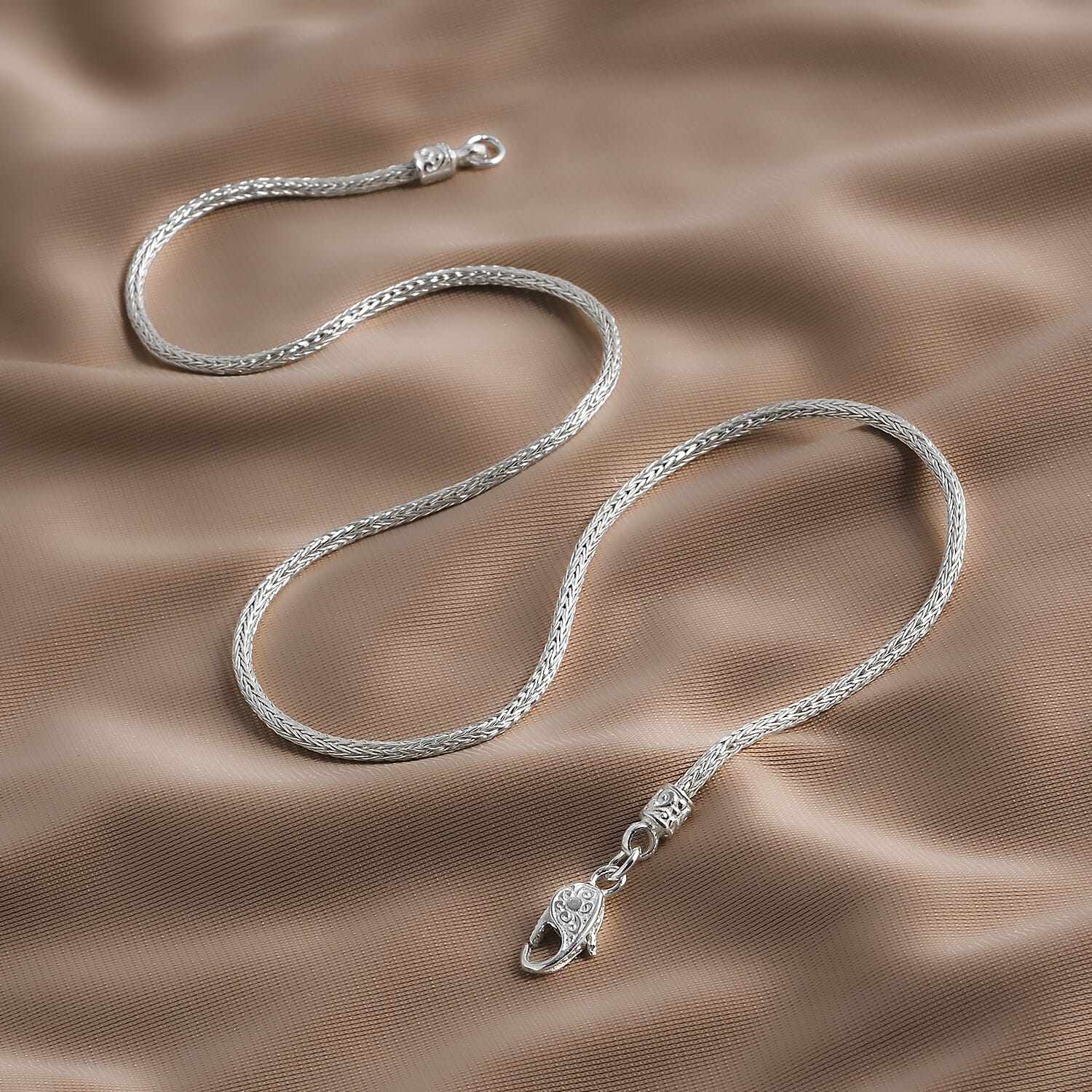 Royal Bali Collection - D'Joy Sterling Silver Necklace (Size - 16) with Clasp, Silver Wt. 9.00 Gms