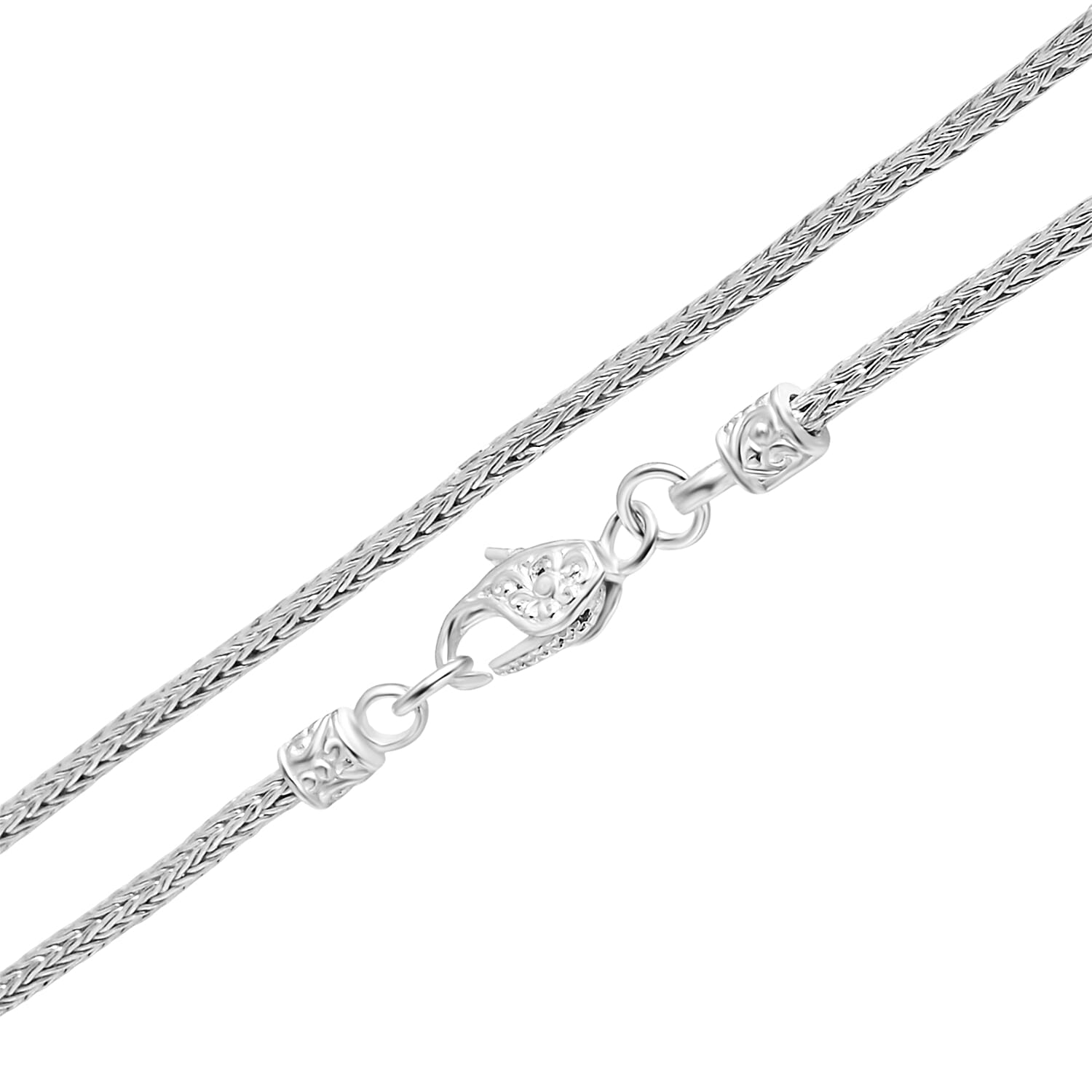 Royal Bali Collection - D'Joy Sterling Silver Necklace (Size - 16) with Clasp, Silver Wt. 9.00 Gms