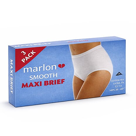 Marlon Pack of 3 Smooth Cotton Maxi Briefs (Size 12-14) - White