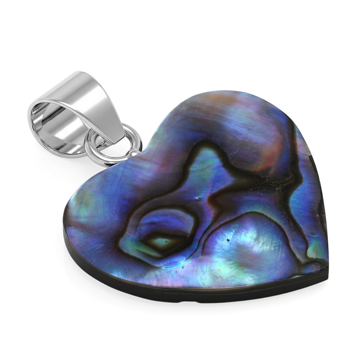 Royal Bali Collection - Abalone Shell Sterling Silver Heart Pendant  5.28 Ct.