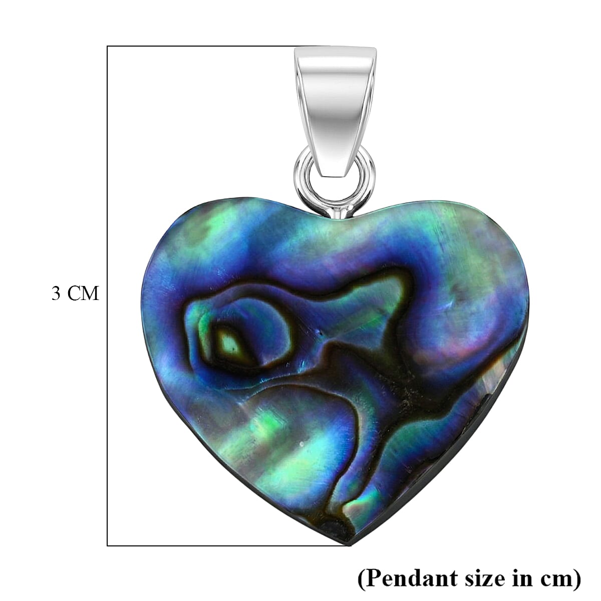 Royal Bali Collection - Abalone Shell Sterling Silver Heart Pendant  6.90 Ct.