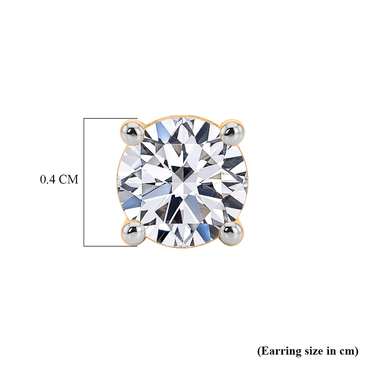 Luxuriant SI-GH Lab Grown Diamond Solitaire Earring with Screw Back in 18K Vermeil Yellow Gold Plated Sterling Silver 0.32 Ct.