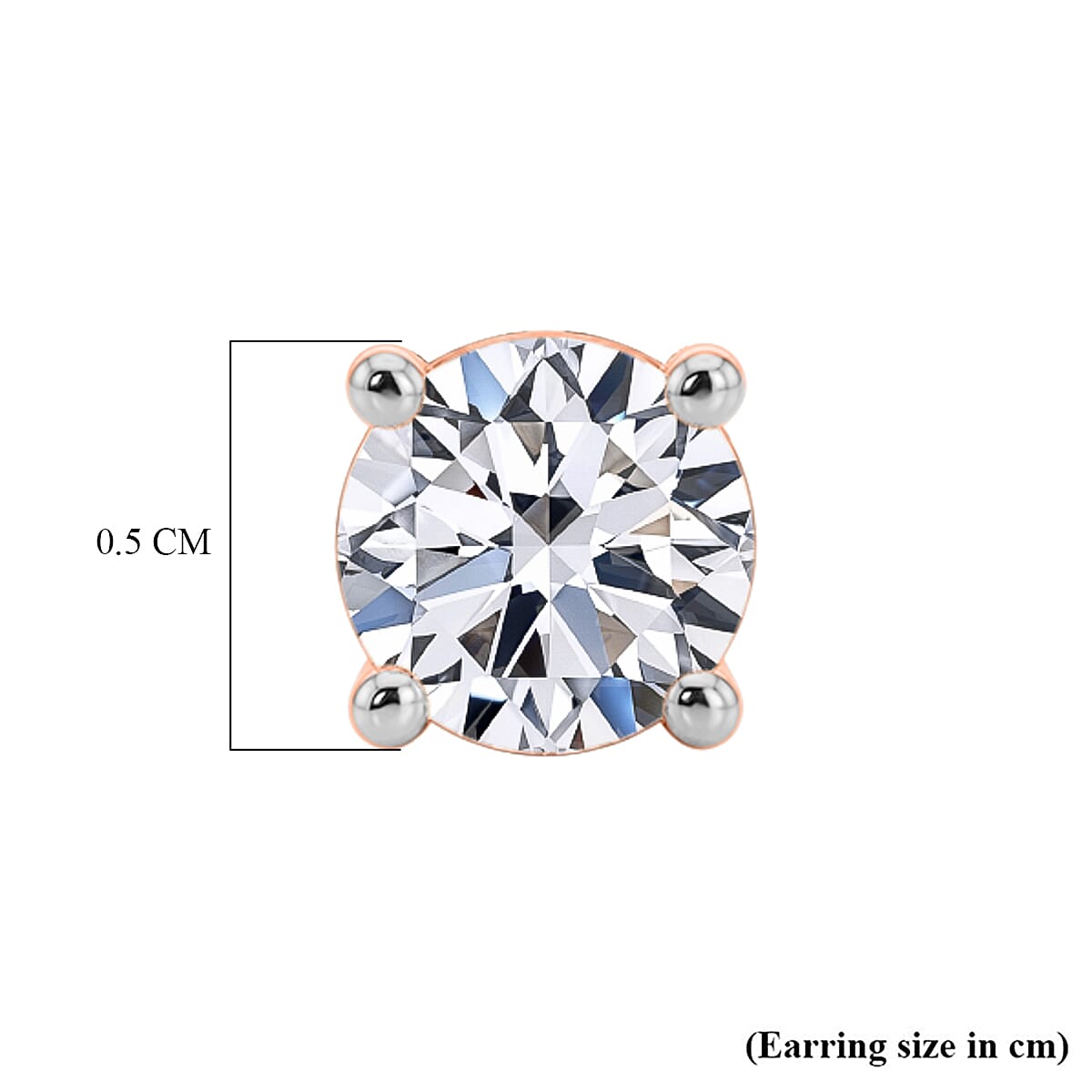 Luxuriant SI-GH Lab Grown Diamond Solitaire Earring with Screw Back in 18K Vermeil Rose Gold Plated Sterling Silver 0.50 Ct.