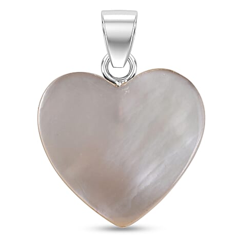 Royal Bali Collection - Mother Of Pearl Sterling Silver Heart Pendant  6.90 Ct.