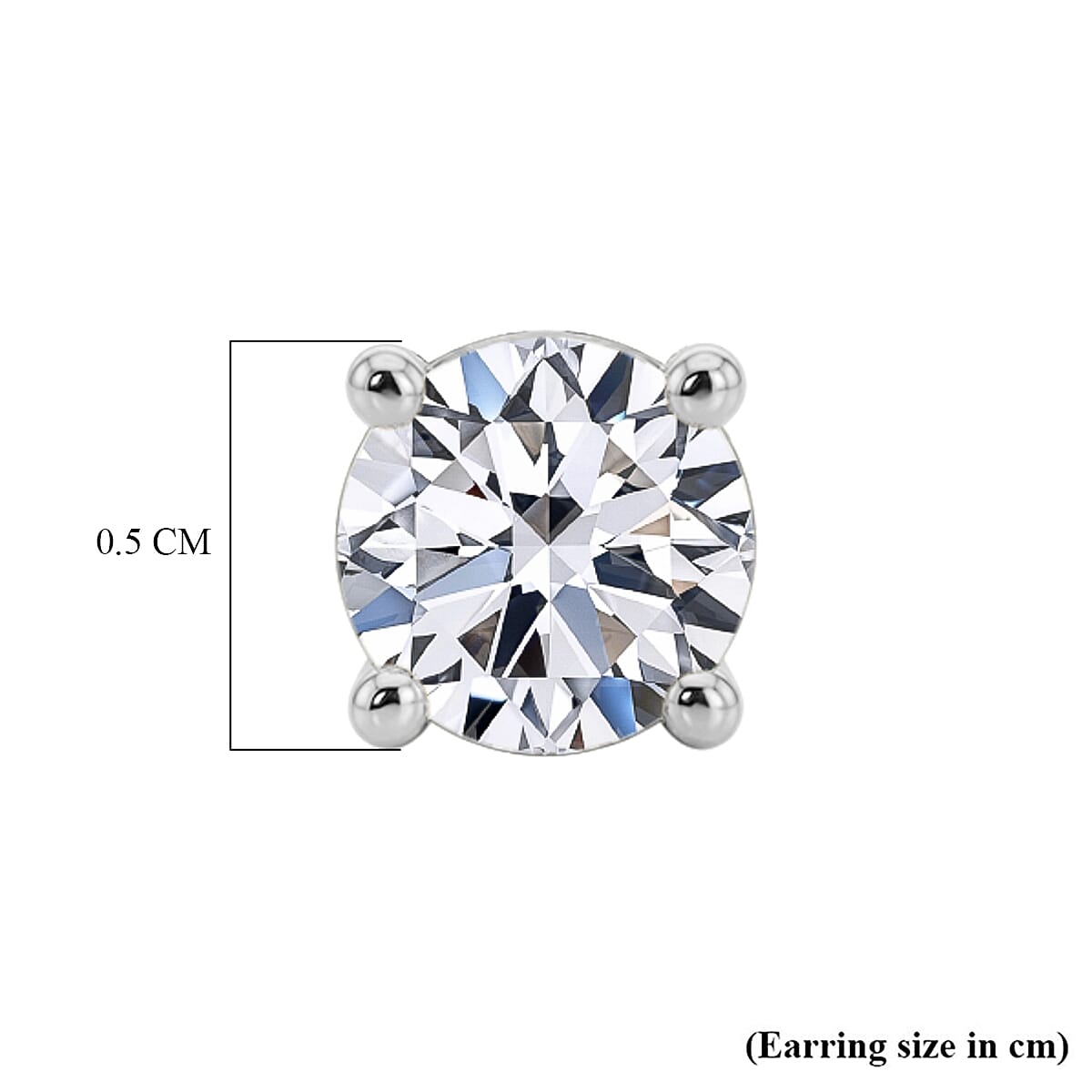 Luxuriant SI-GH Lab Grown Diamond Solitaire Earring with Screw Back in Rhodium Overlay Sterling Silver 0.50 Ct.
