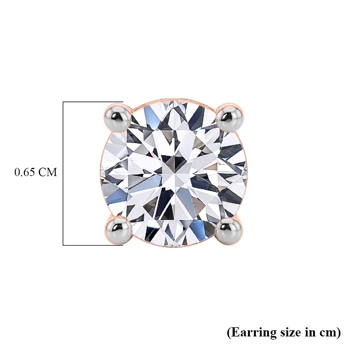 Luxuriant SI-GH Lab Grown Diamond Solitaire Earring with Screw Back in 18K Vermeil Rose Gold Plated Sterling Silver 1.00 Ct.