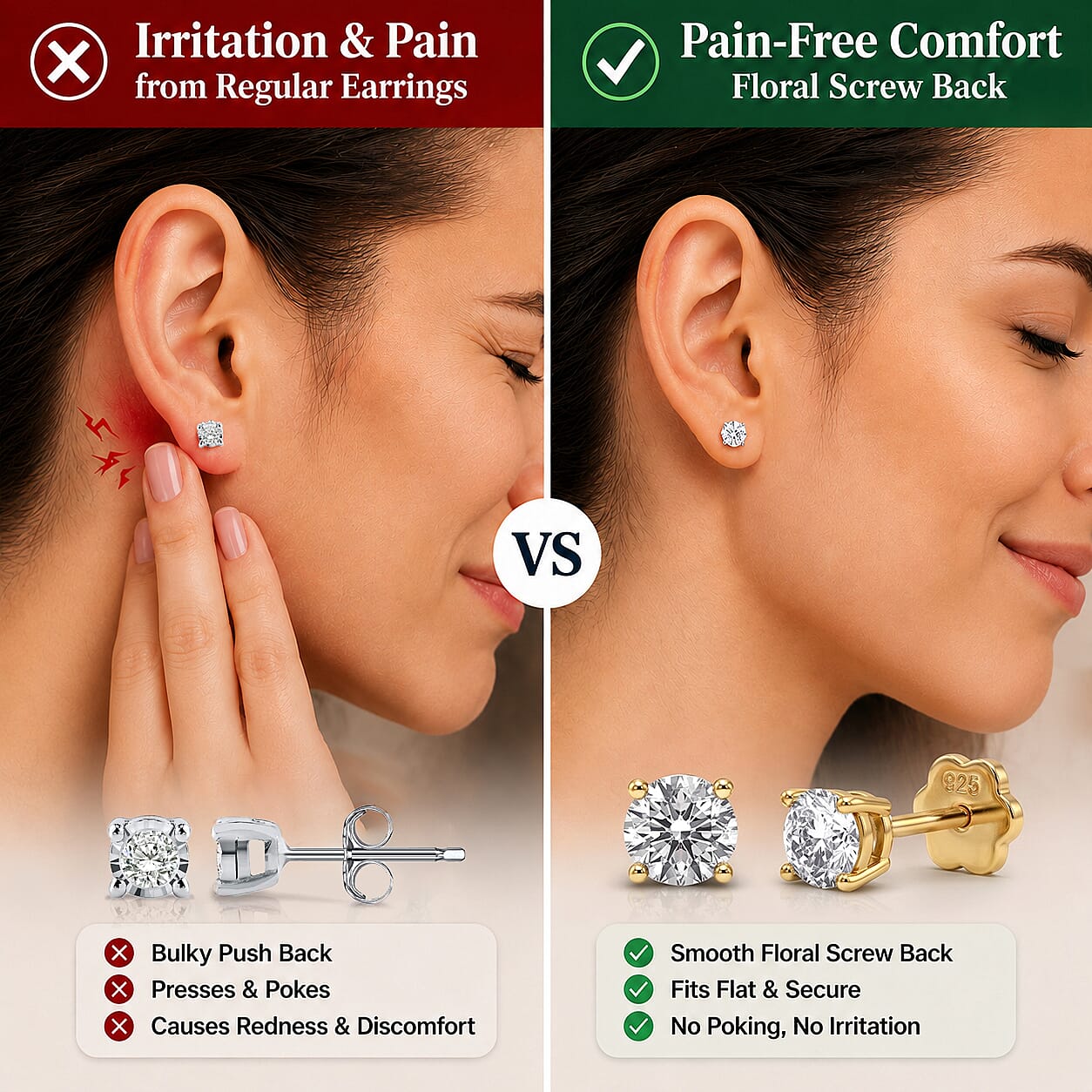 Luxuriant SI-GH Lab Grown Diamond Solitaire Earring with Screw Back in 18K Vermeil Yellow Gold Plated Sterling Silver 1.00 Ct.