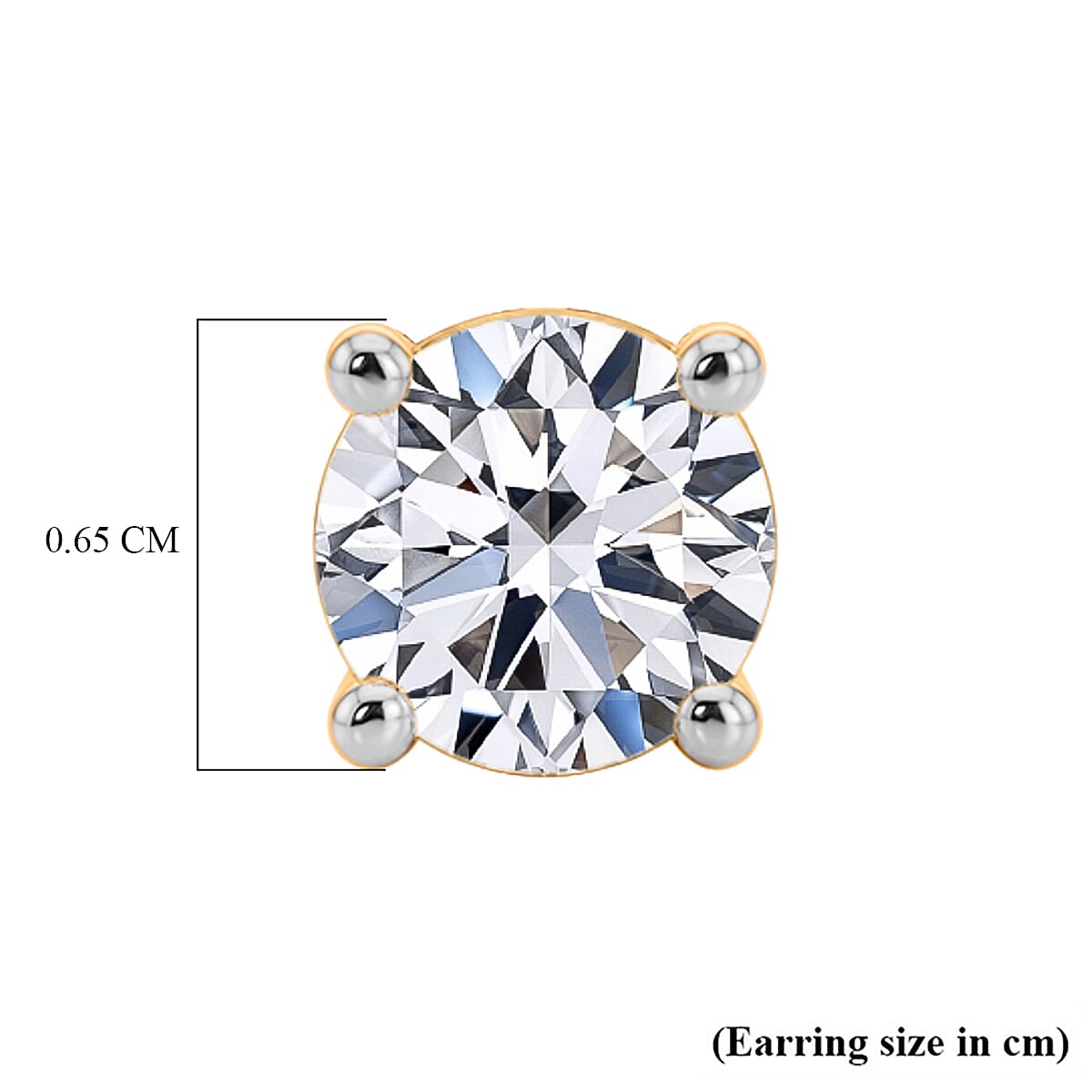 Luxuriant SI-GH Lab Grown Diamond Solitaire Earring with Screw Back in 18K Vermeil Yellow Gold Plated Sterling Silver 1.00 Ct.