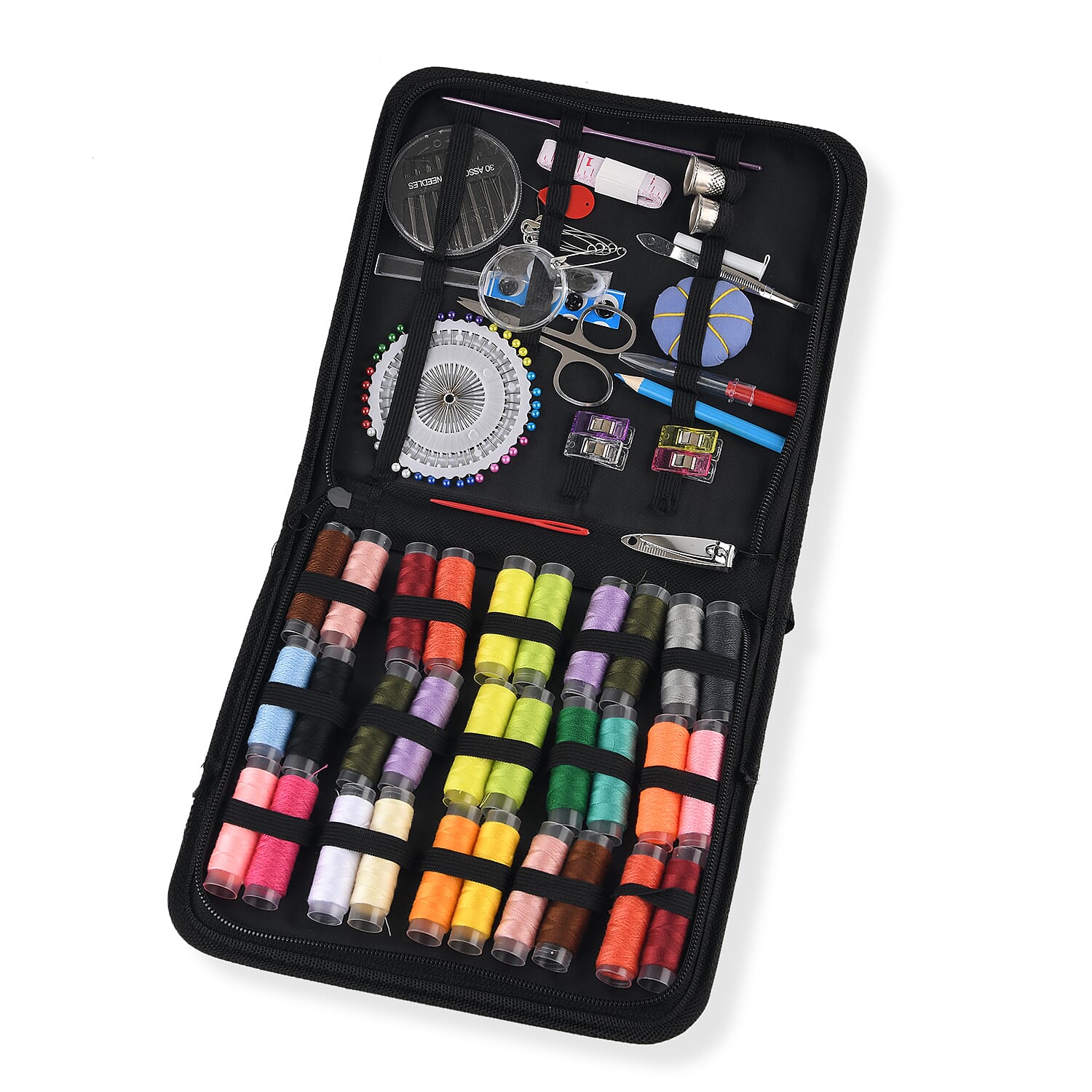 131 Pcs Complete Sewing kit with Case - Includes 30 Colour Threads