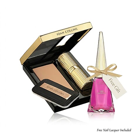 Joan Collins Timeless Beauty Compact Duo Lipstick & Powder - Fontaine (Hot Pink)