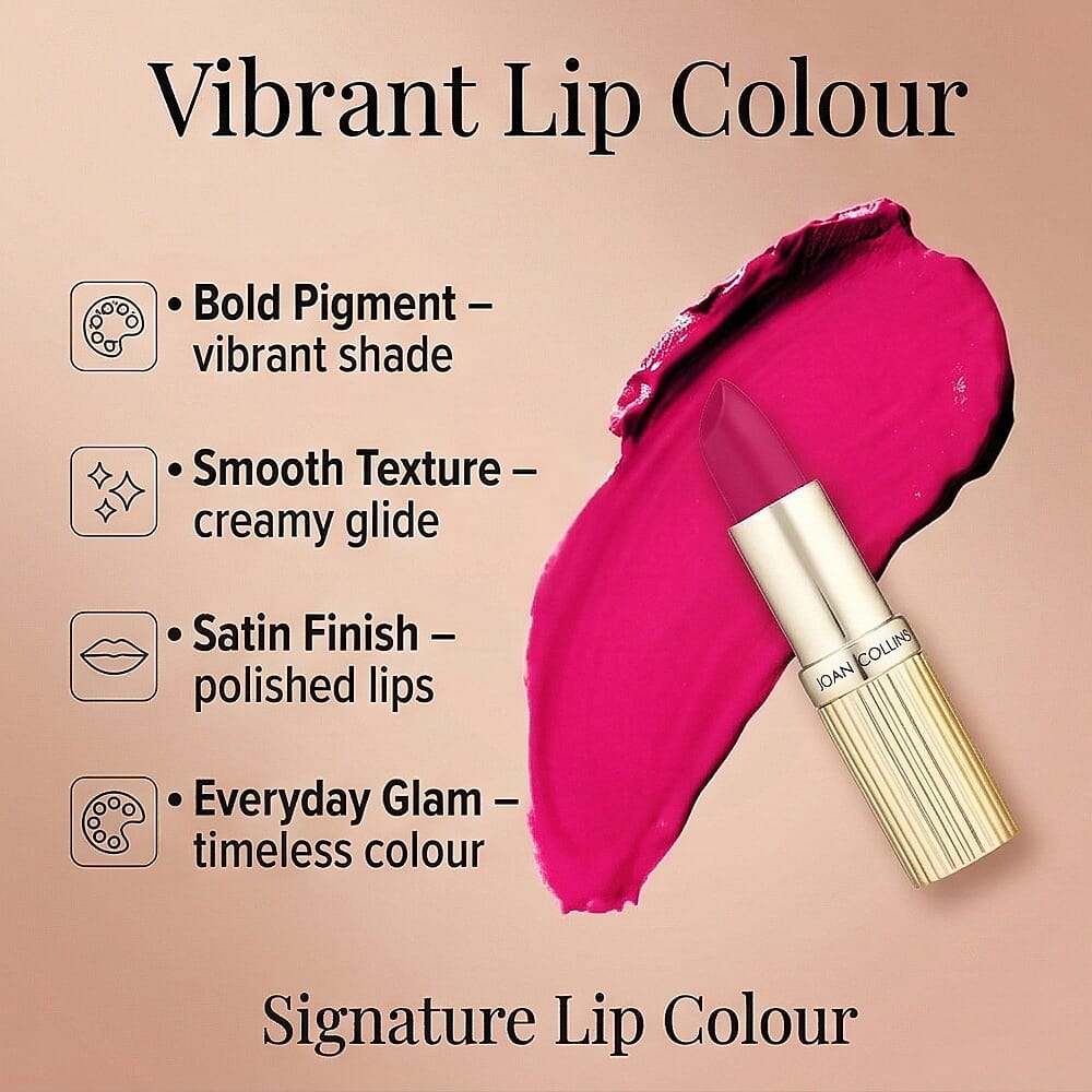 Joan Collins Timeless Beauty Compact Duo Lipstick & Powder - Fontaine (Hot Pink)