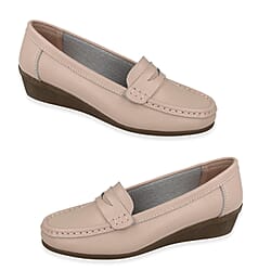 Down To Earth Womens Action Leather Comfort Wedge Loafers