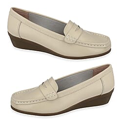 Down To Earth Womens Action Leather Comfort Wedge Loafers