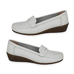 Down To Earth Womens Action Leather Comfort Wedge Loafers