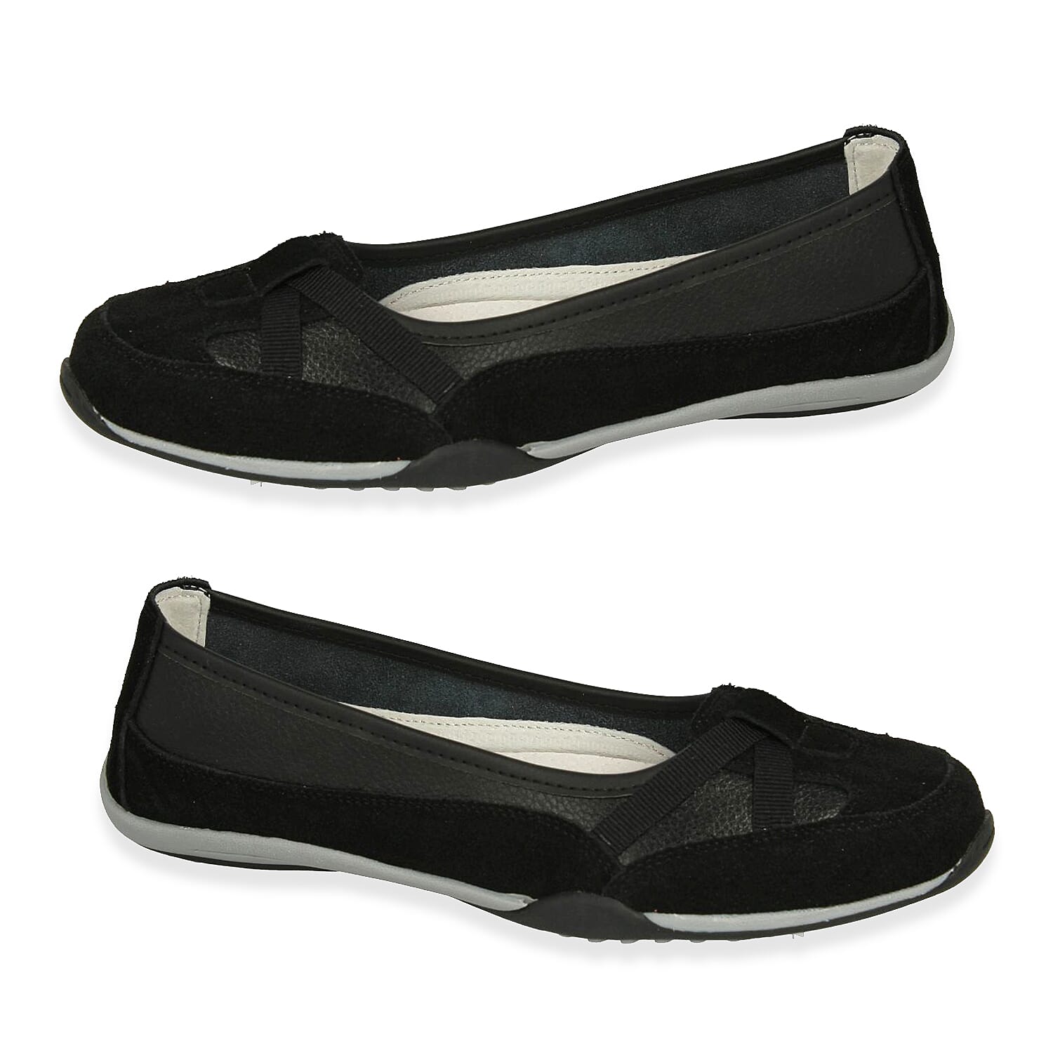 Criss-Cross Elasticated Vamp Straps Ballerina Shoe