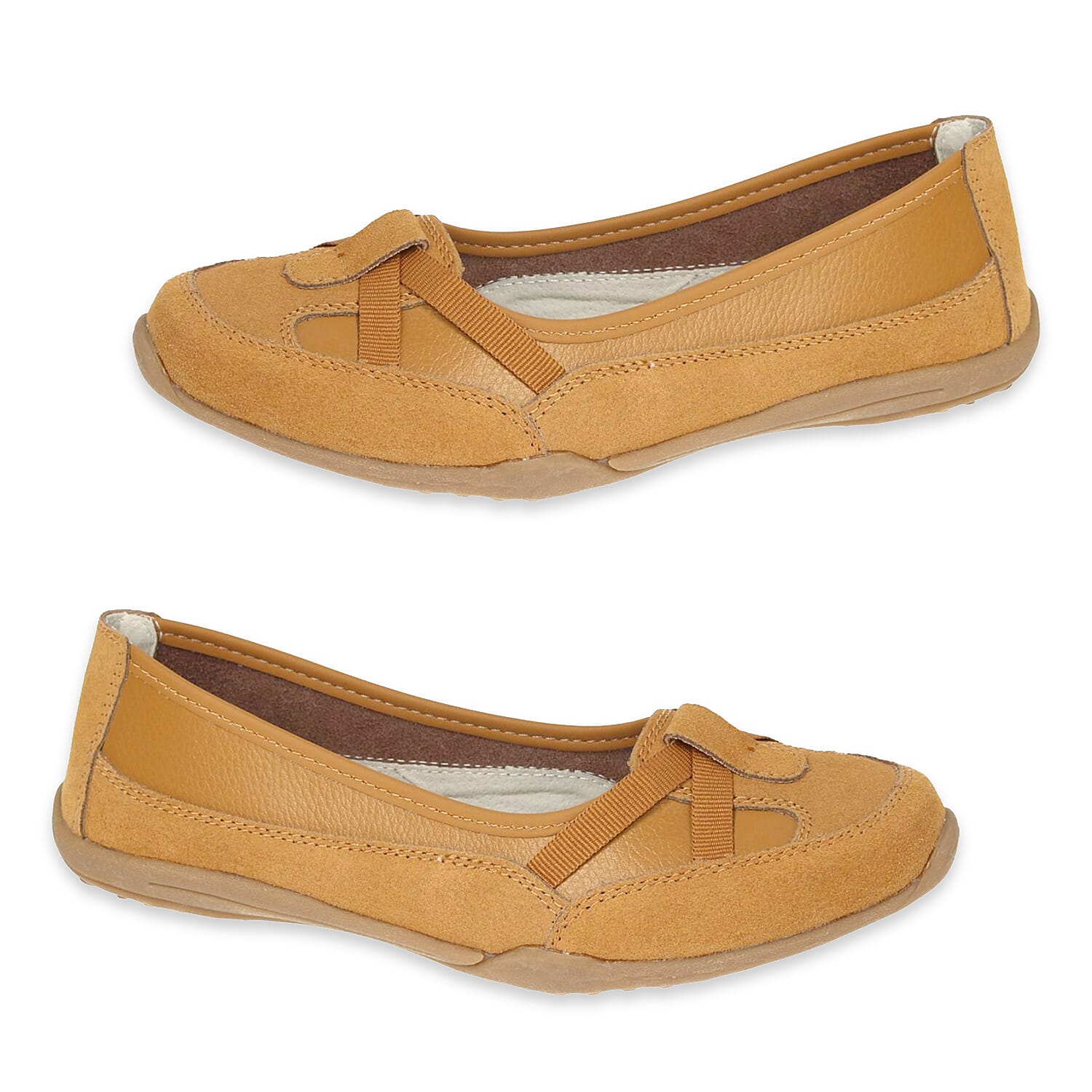 Criss-Cross Elasticated Vamp Straps Ballerina Shoe