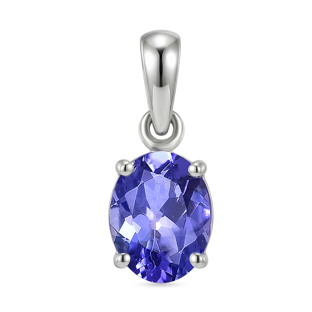 950 Platinum AAAA Tanzanite Oval Cut Solitaire Pendant 1.05 Ct, Platinum Wt. 0.70 Gms