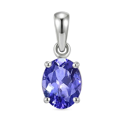 950 Platinum AAAA Tanzanite Oval Cut Solitaire Pendant 1.05 Ct, Platinum Wt. 0.70 Gms