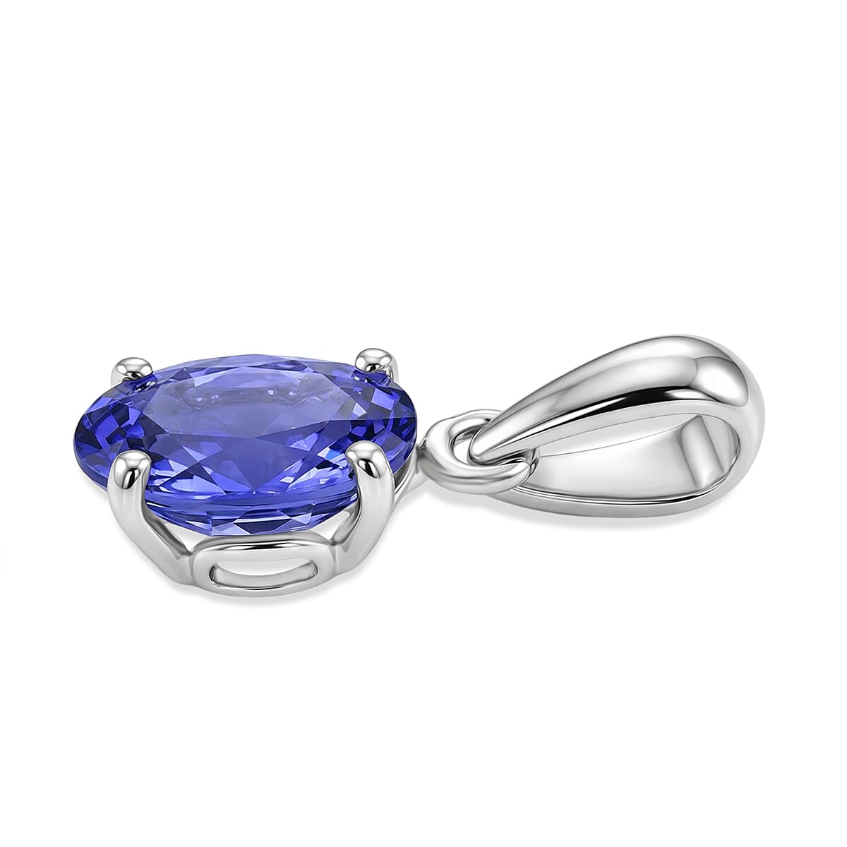 950 Platinum AAAA Tanzanite Oval Cut Solitaire Pendant 1.05 Ct, Platinum Wt. 0.70 Gms