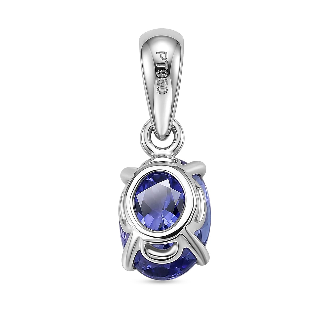 950 Platinum AAAA Tanzanite Oval Cut Solitaire Pendant 1.05 Ct, Platinum Wt. 0.70 Gms