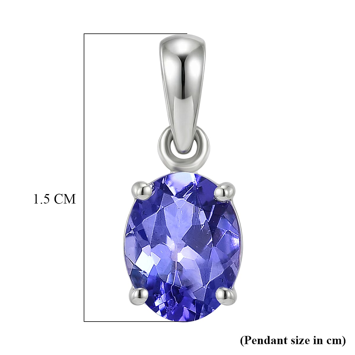 950 Platinum AAAA Tanzanite Oval Cut Solitaire Pendant 1.05 Ct, Platinum Wt. 0.70 Gms