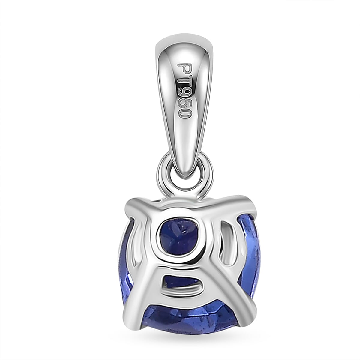 950 Platinum AAAA Tanzanite Cushion Cut Solitaire Pendant 1.09 Ct, Platinum Wt. 0.79 Gms